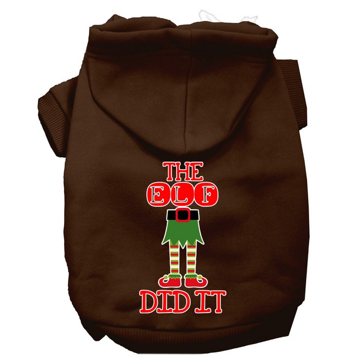 The Elf Did It Screen Print Dog Hoodie Brown XXXL